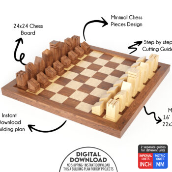 DIY Wooden Chess Set Plans, Chess Board & Pieces, PDF Woodworking Plan